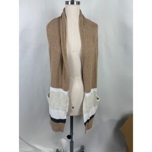 LOFT Sweater Layer XS/S Striped‎ Sleeveless Cardigan Lagenlook Old Money Block